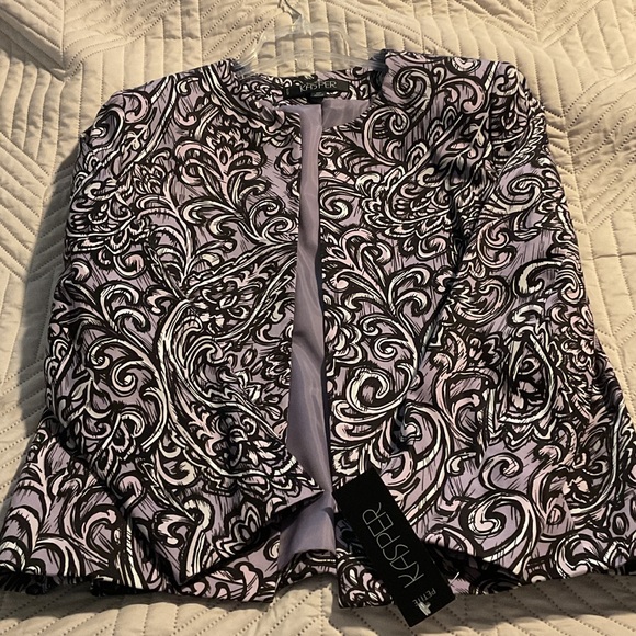 NWT Kasper Black and Lavender Swirl Blazer - Picture 1 of 1